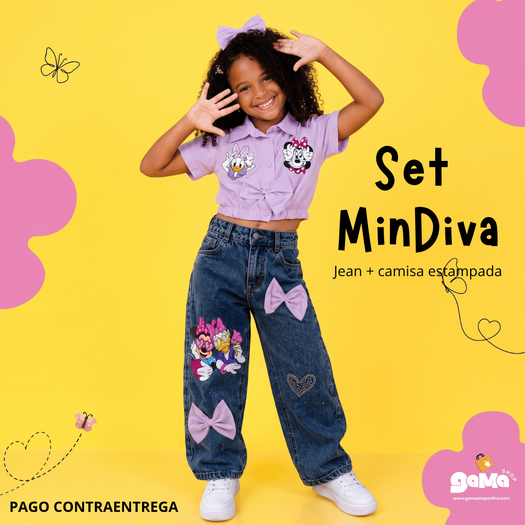 Set MinDiva - Jean + camisa estampada