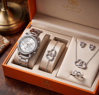 Set Royale Love Collection Reloj+Collar+Anillo+Pulsera+Aretes