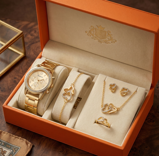 Set Royale Love Collection Reloj+Collar+Anillo+Pulsera+Aretes