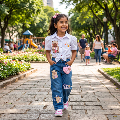 Set MinDiva - Jean + camisa estampada