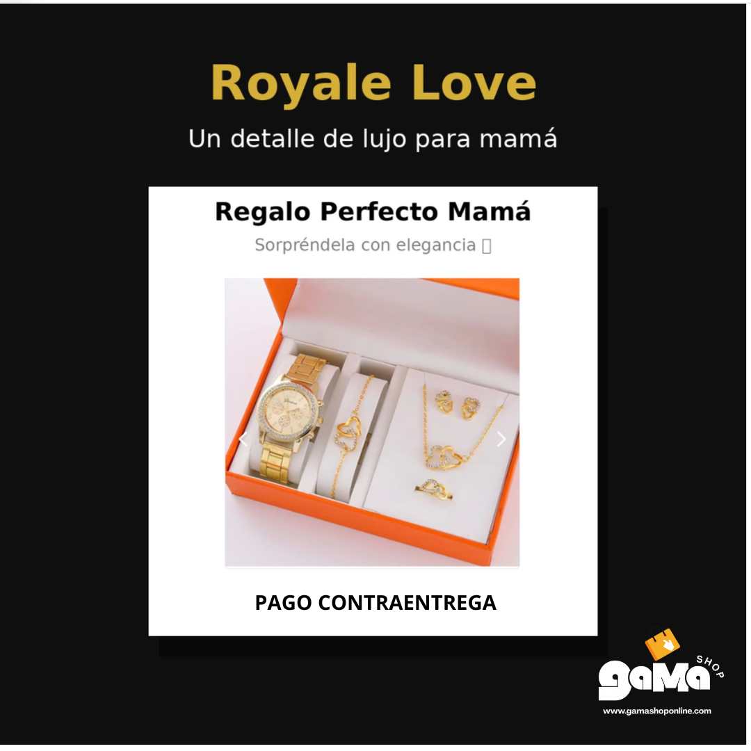 Set Royale Love Collection Reloj+Collar+Anillo+Pulsera+Aretes
